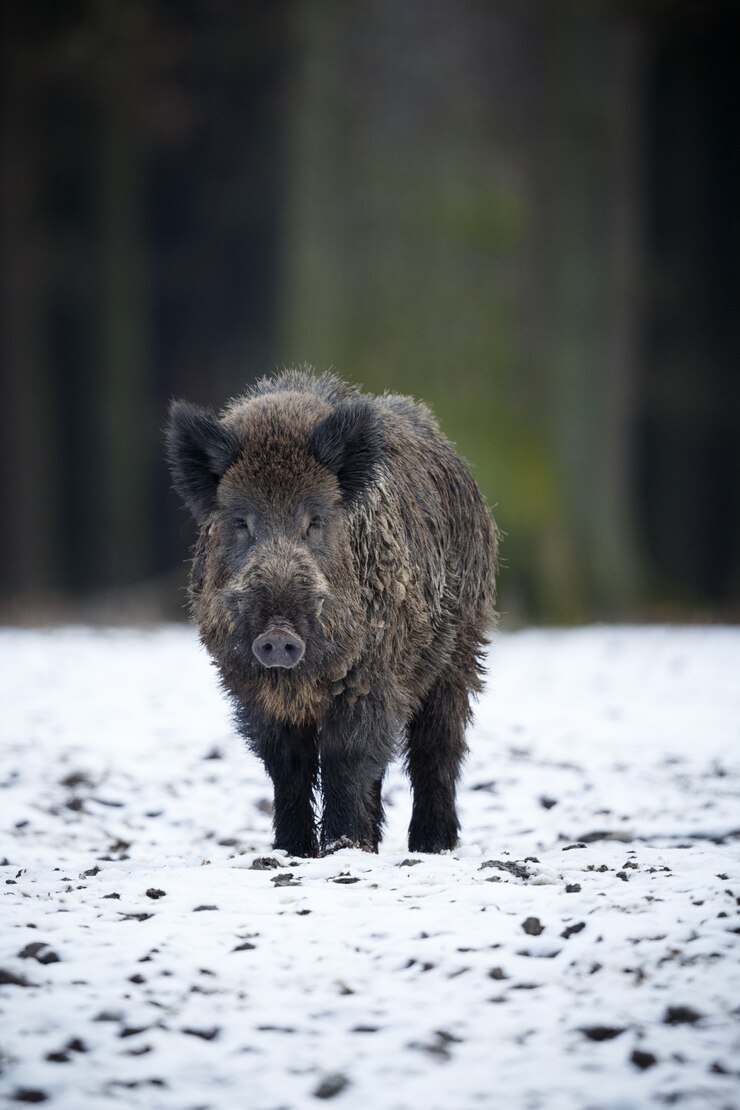 cinghiale nell'habitat naturale animale pericoloso nella foresta repubblica ceca natura sus scrofa