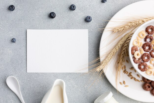 Ciotola di cereali vista dall'alto con mock-up