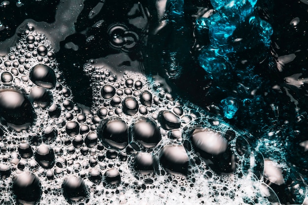 Close-up bolle su spruzzi d&#39;acqua