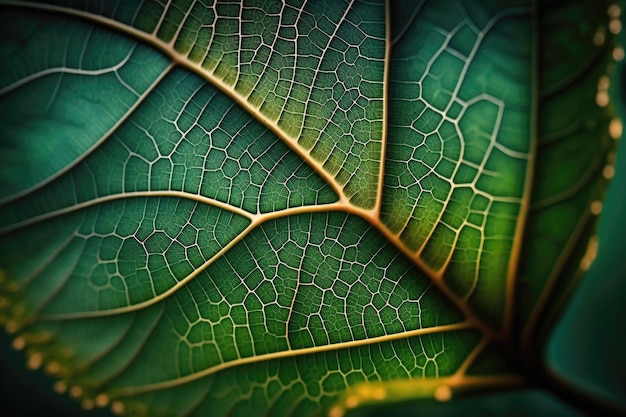 Closeup natura foglia verde Foglia tropicale vista macro