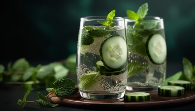 Cocktail mojito fresco con menta lime e ghiaccio generato dall'intelligenza artificiale