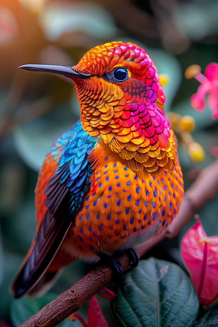 Foto gratuito colibrì dai colori vivaci in natura