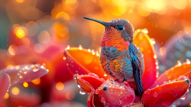 Colibrì dai colori vivaci in natura