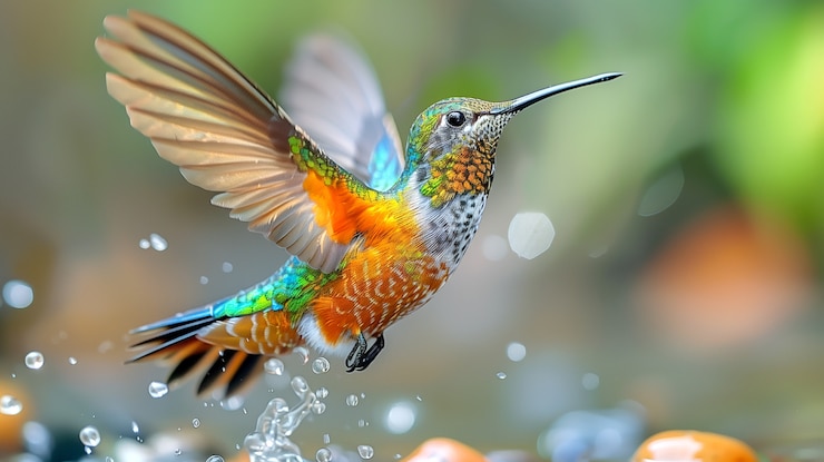 Foto gratuito colibrì dai colori vivaci nell'ambiente naturale