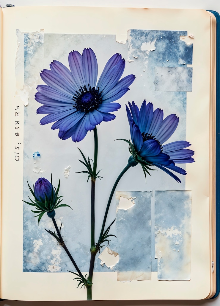 Foto gratuito collage di fiori con ritagli di carta