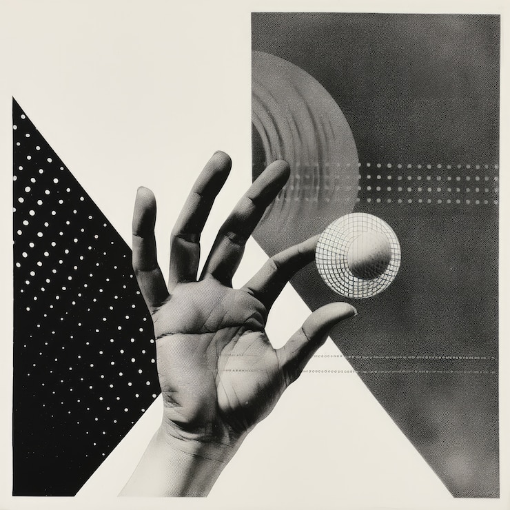 Foto gratuito collage monocromo a mezza tonalità