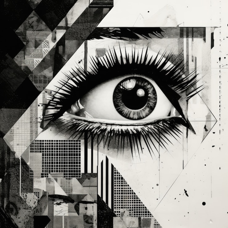 Foto gratuito collage monocromo a mezza tonalità