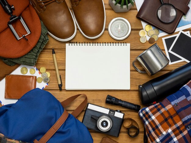 Collezione di natura morta da viaggio