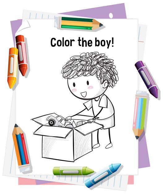 Colorare il divertimento con l'illustrazione del ragazzo felice