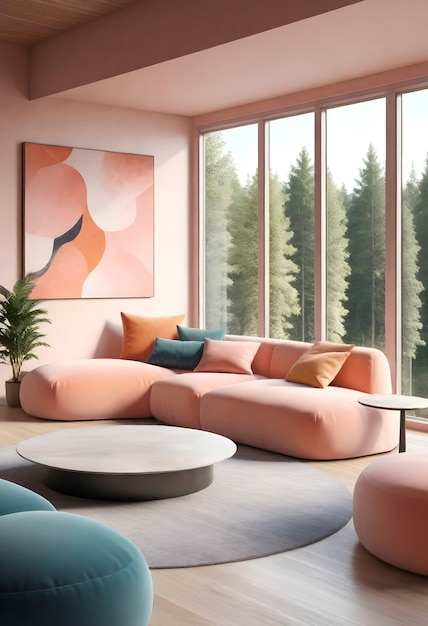 Colore dell'anno spazio di interior design con mobili e decorazioni