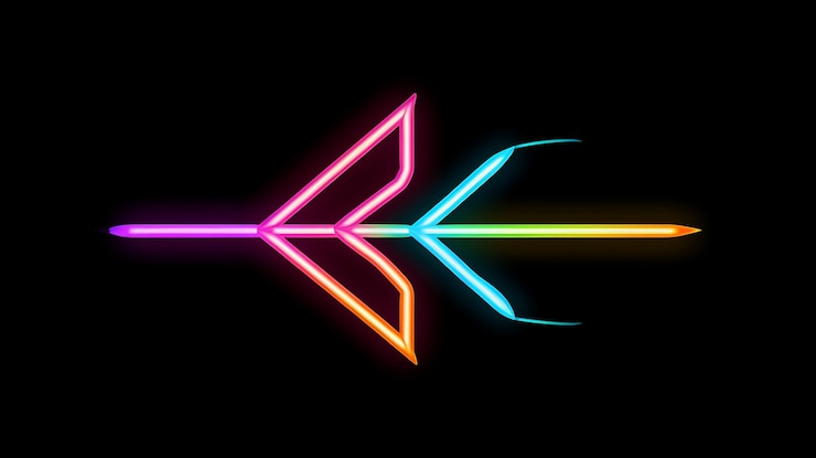 Foto gratuito colori neon luminosi freccia illuminata