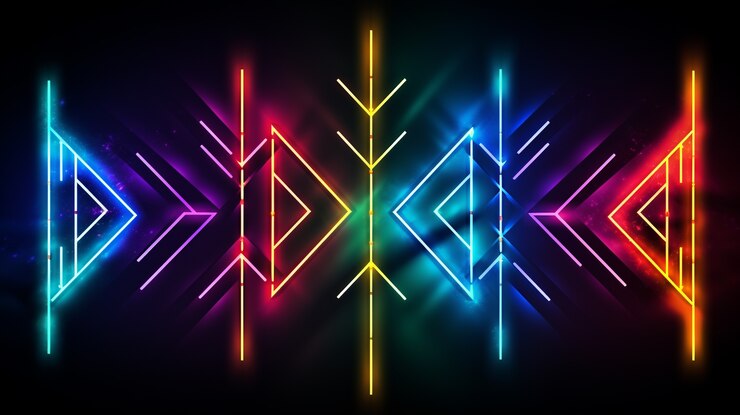 Foto gratuito colori neon luminosi freccia illuminata