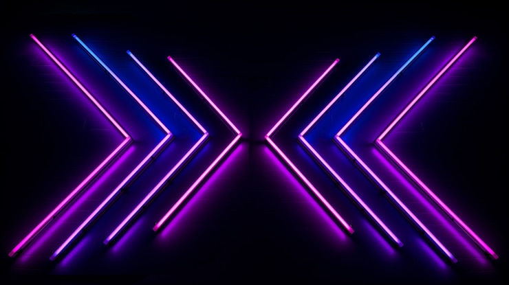 Foto gratuito colori neon luminosi freccia illuminata