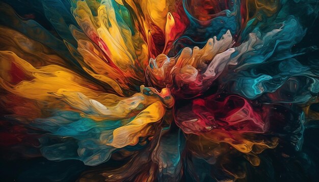 Colori vibranti forme caotiche una fantasia futuristica generata dall'intelligenza artificiale