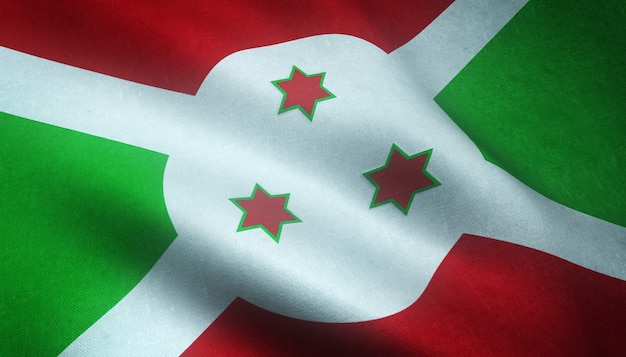 Colpo del primo piano della bandiera del Burundi con texture gungy