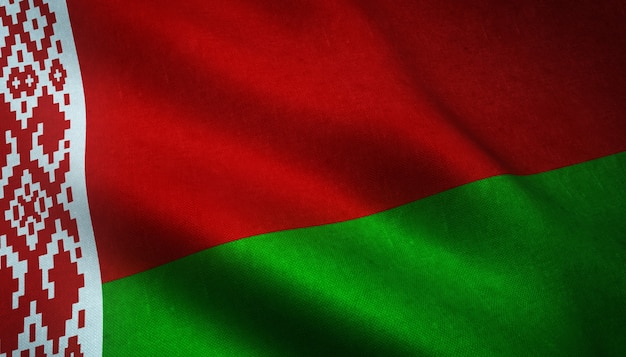 Colpo del primo piano della bandiera della Bielorussia con trame interessanti
