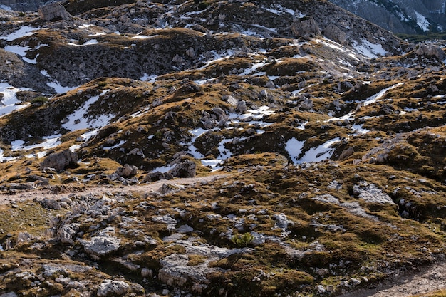 Colpo di alto angolo di trame di terra nelle Alpi italiane