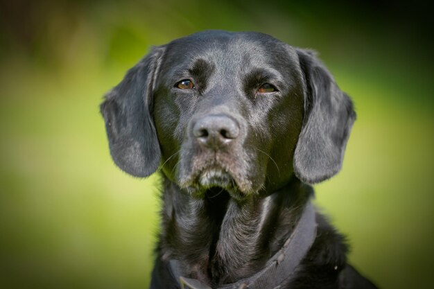 Colpo di messa a fuoco selettiva di un Labrador Retriever nero