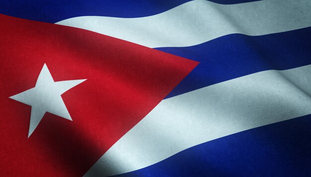 Colpo realistico della bandiera sventolante di Cuba con trame interessanti