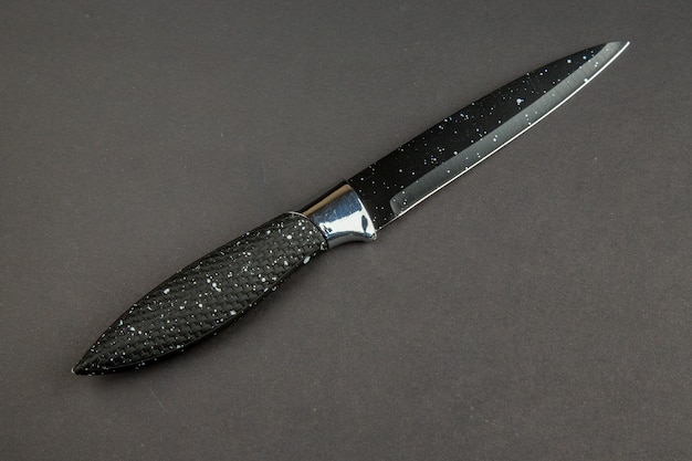 Coltello Scuro Vista Frontale Su Superficie Scura Cucina Spada Taglia