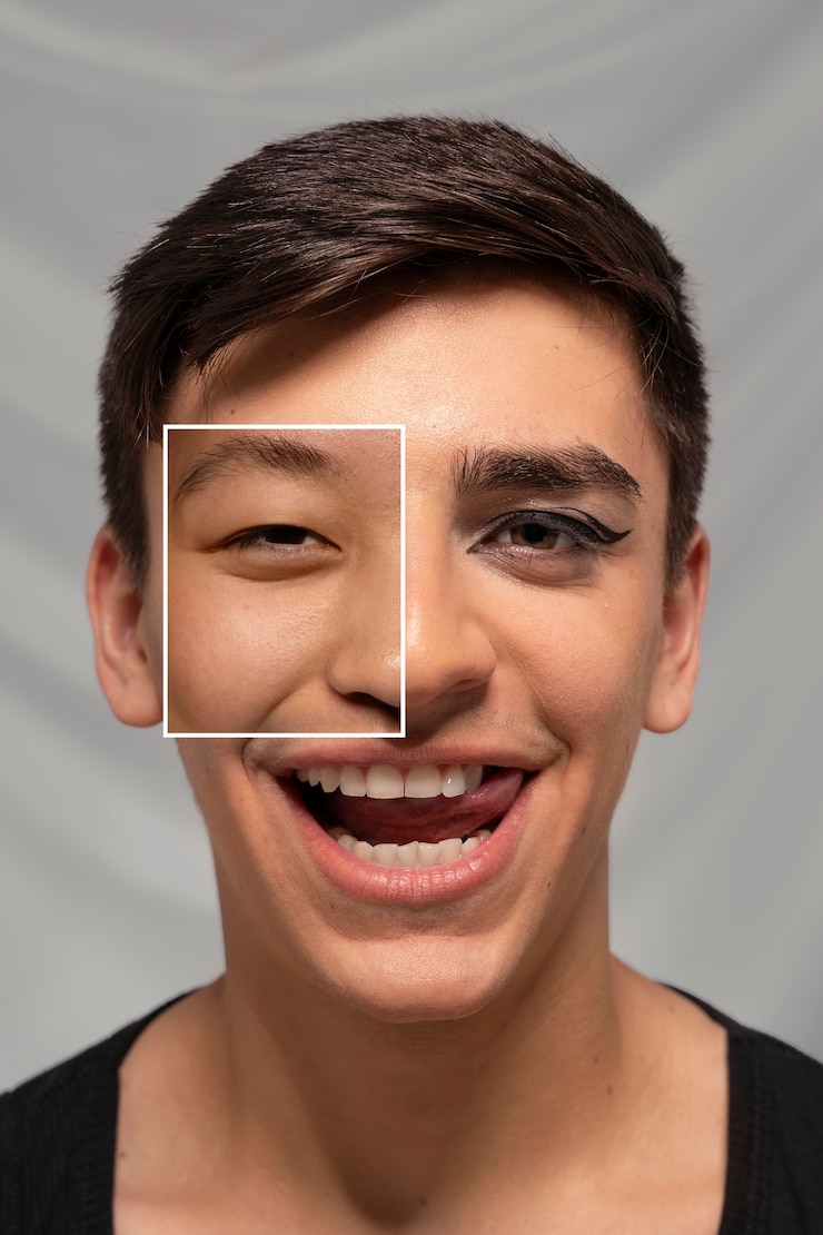 Foto gratuito combinazione del concetto di caratteristiche facciali