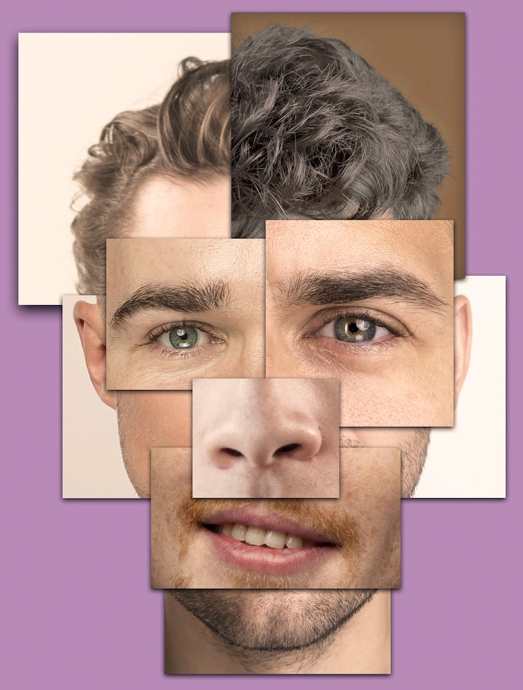Foto gratuito combinazione di caratteristiche facciali ritratto