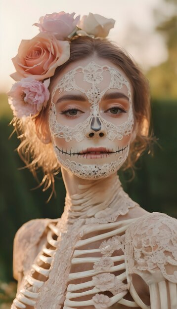 Composizione con ritratto di scheletro femminile