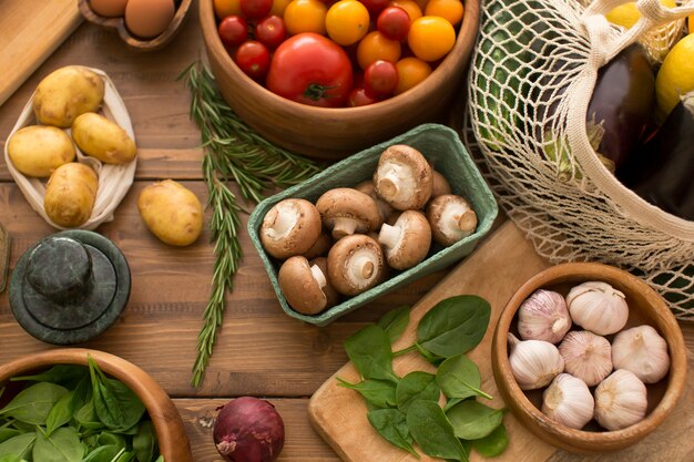 Composizione di diversi ingredienti deliziosi