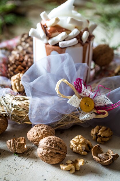 Composizione di Natale Tazza di cacao