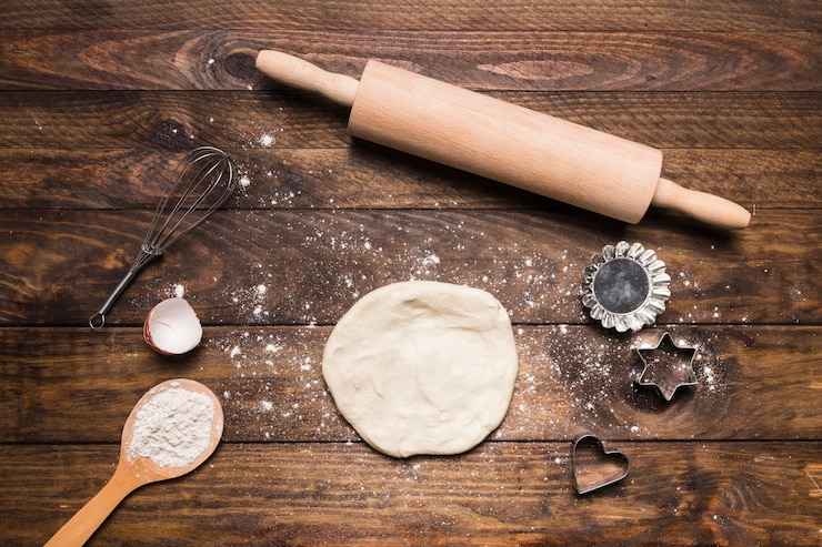Foto gratuito composizione di panetteria con pasta