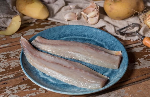 Composizione di pesce crudo per cucinare