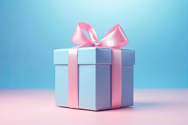 Composizione minima sullo sfondo del modello di scatola regalo di Natale rosa pastello e blu