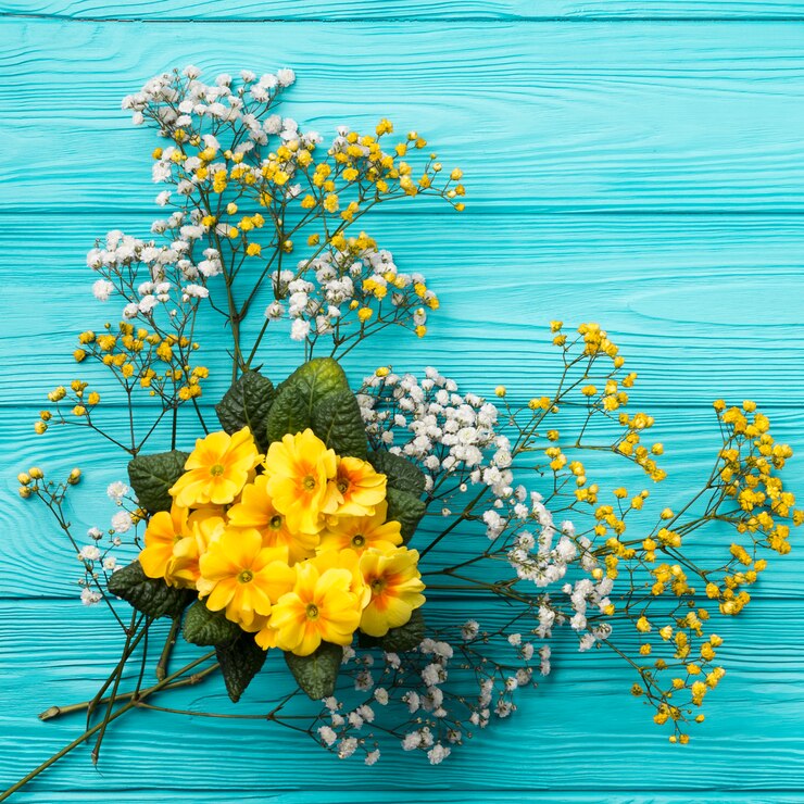 Foto gratuito composizione piatta laici di fiori