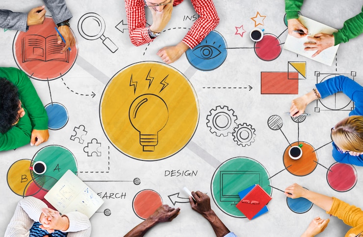 Foto gratuito concetto creativo del diagramma di idee della lampadina