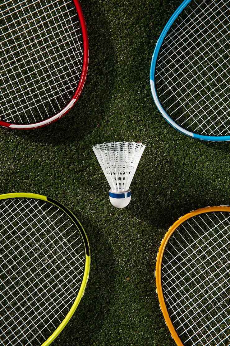 Foto gratuito concetto di badminton con volano e racchetta