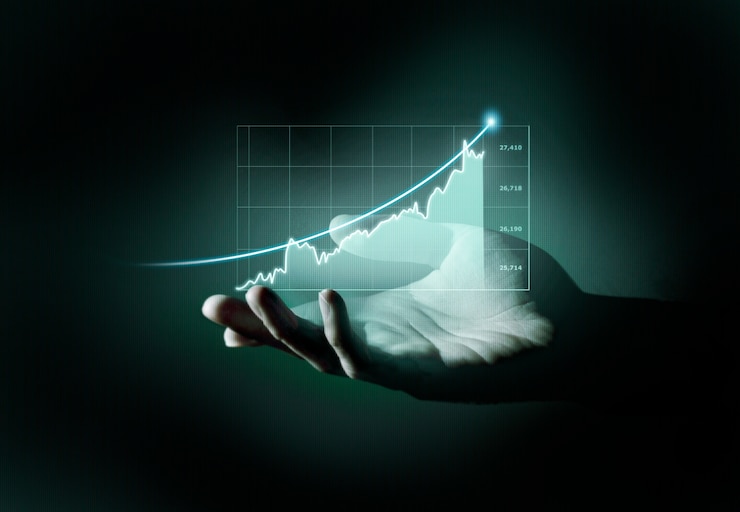 Foto gratuito concetto di business con olografia grafica