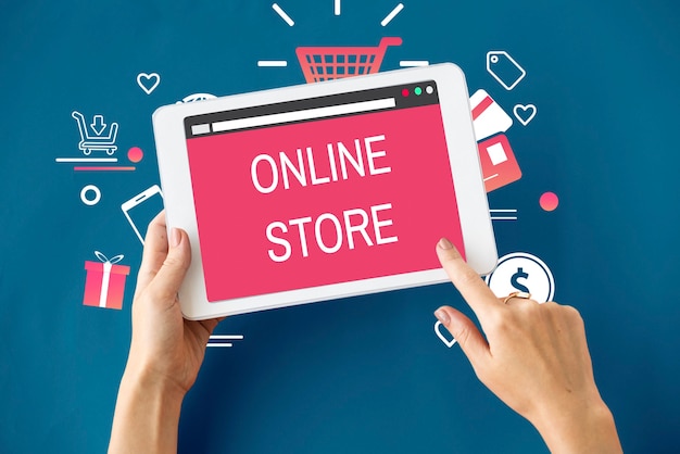 Concetto di commercio di pagamento di acquisto online