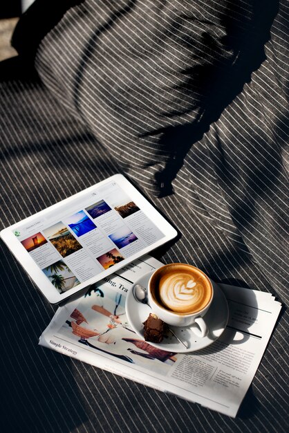 Concetto di Digital di dati di pianificazione della bevanda di rilassamento del caffè