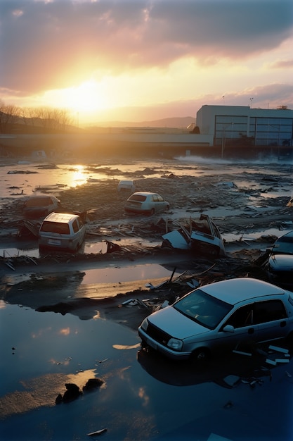 Concetto di disastro naturale con alluvione