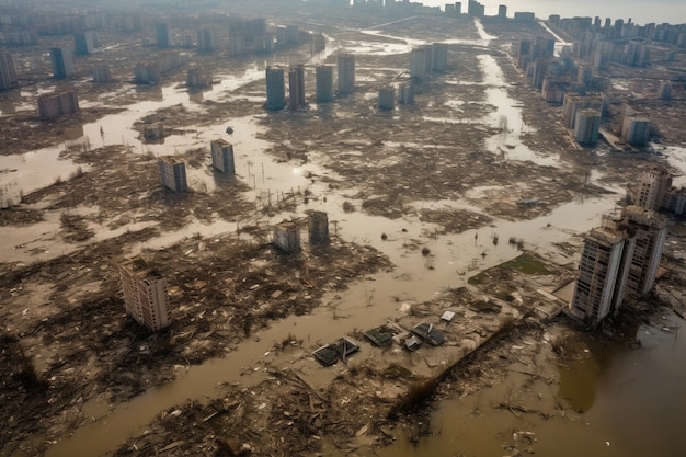 Concetto di disastro naturale con alluvione