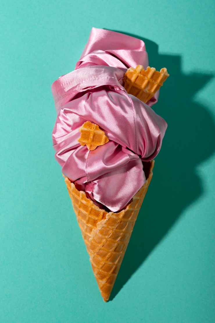Foto gratuito concetto di fast fashion con materiali e tessuti travestiti da gelato