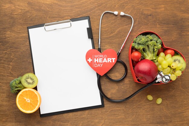Concetto di giornata mondiale del cuore con cibo sano