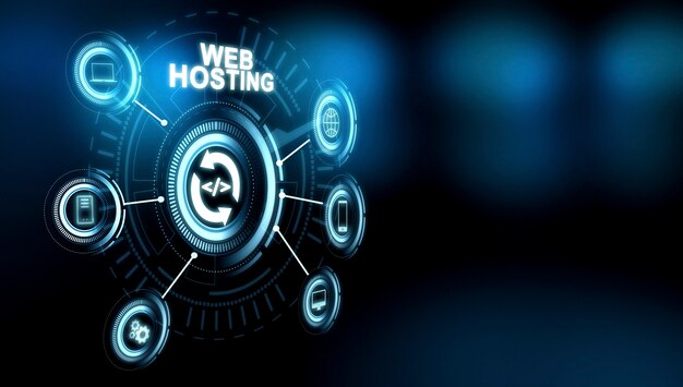 Concetto di hosting di siti Web con icone