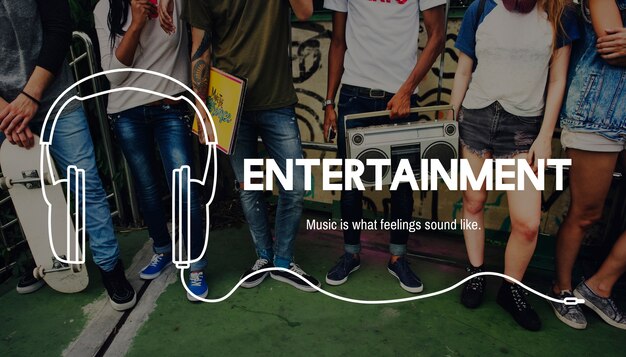 Concetto di intrattenimento per il tempo libero di stile di vita musicale