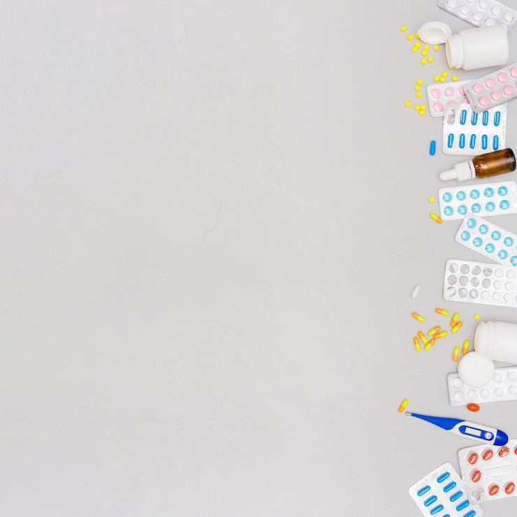 Foto gratuito concetto di medicina con attrezzature mediche e copyspace
