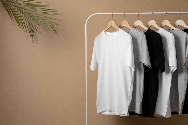 Foto gratuito concetto di mockup di camicia con abiti semplici