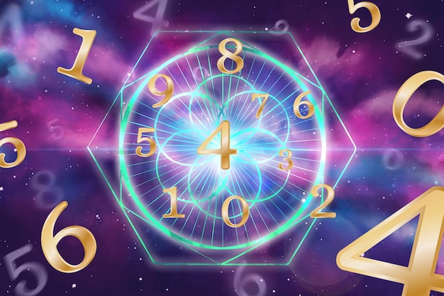 Concetto di numerologia con luce intensa