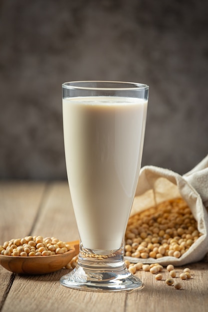 Concetto di nutrizione alimentare di latte di soia, alimenti di soia e bevande