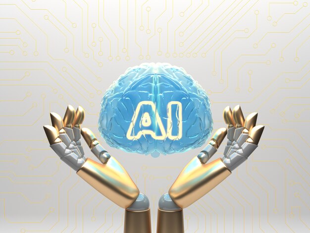 Concetto di nuvola Ai con bracci robotici