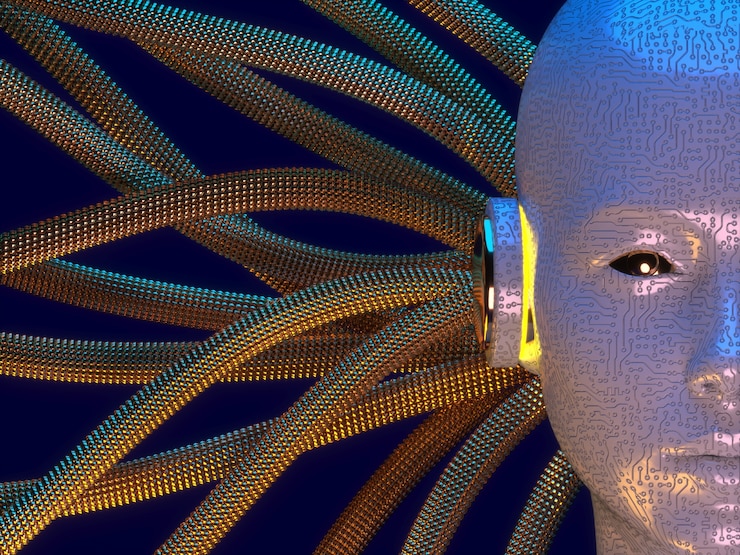 Foto gratuito concetto di nuvola ai con testa robot
